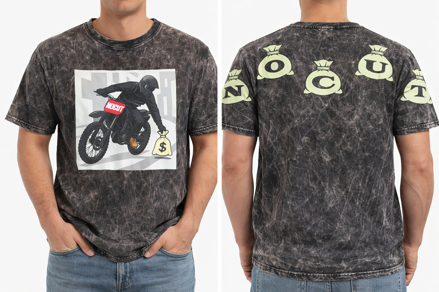NOCUT STREET RIDER MINERAL WASH GRAPHIC TEE